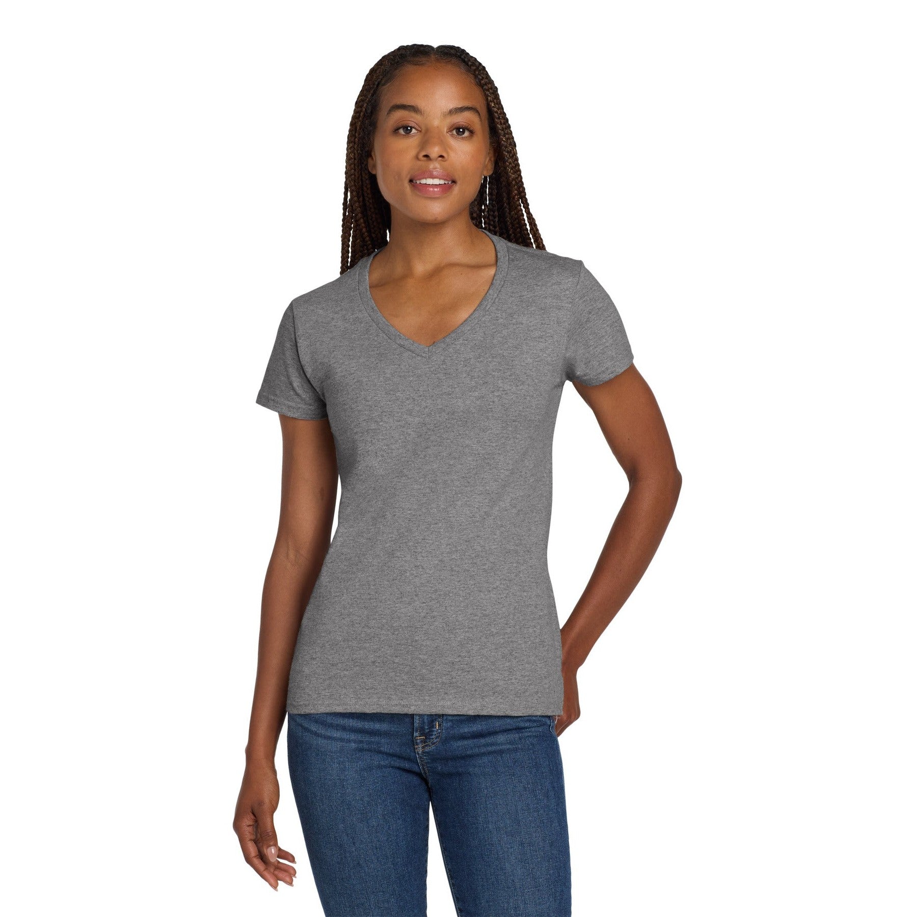 Gildan-Gildan® Women's Heavy Cotton™ 100% Cotton V-Neck T-Shirt. 5V00L-MedTech-4